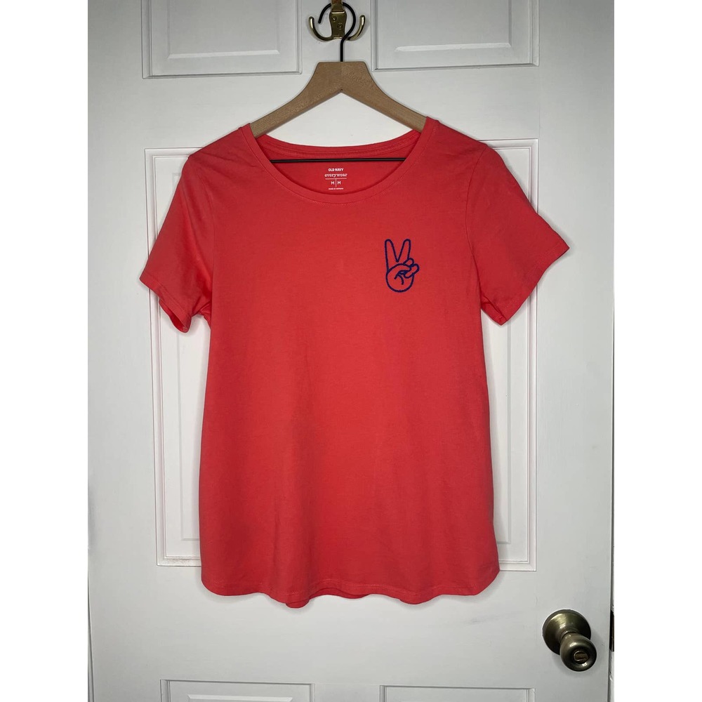 Old Navy Everywear Coral T-shirt with Peace Sign